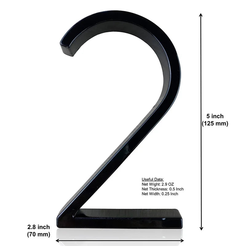 125mm 3D Black Zinc House Numbers – Arabic Numerals with Floating Doorplate Holder