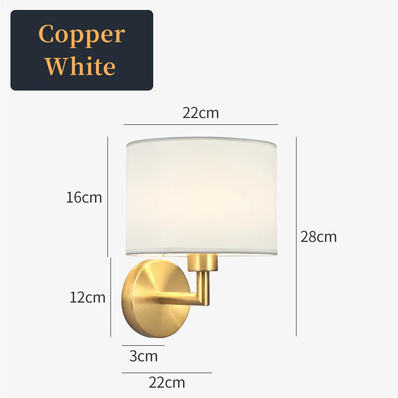 Bedside Wall Lamp with Rotating Spotlight - Modern Fabric Lampshade Reading Wall Sconce for Bedroom Home Decoration with LED E27