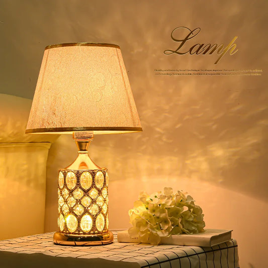 European Luxury Crystal Table Lamp - Warm and Romantic Bedroom Nightstand Decoration Light