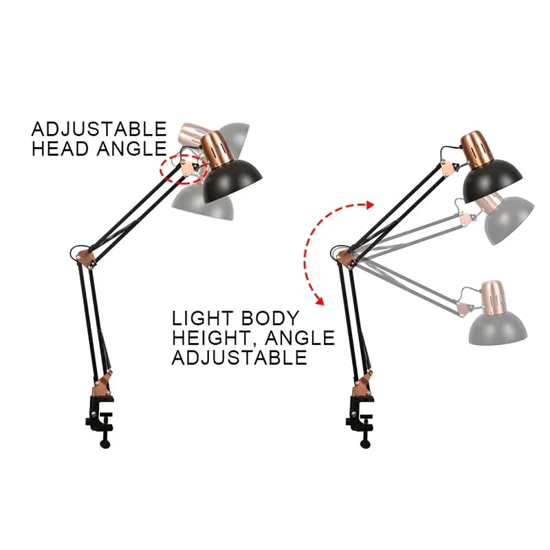 ED Studio Desk Lamp - Vintage Portable Fixture with Clamp for Reading, Writing, and Study