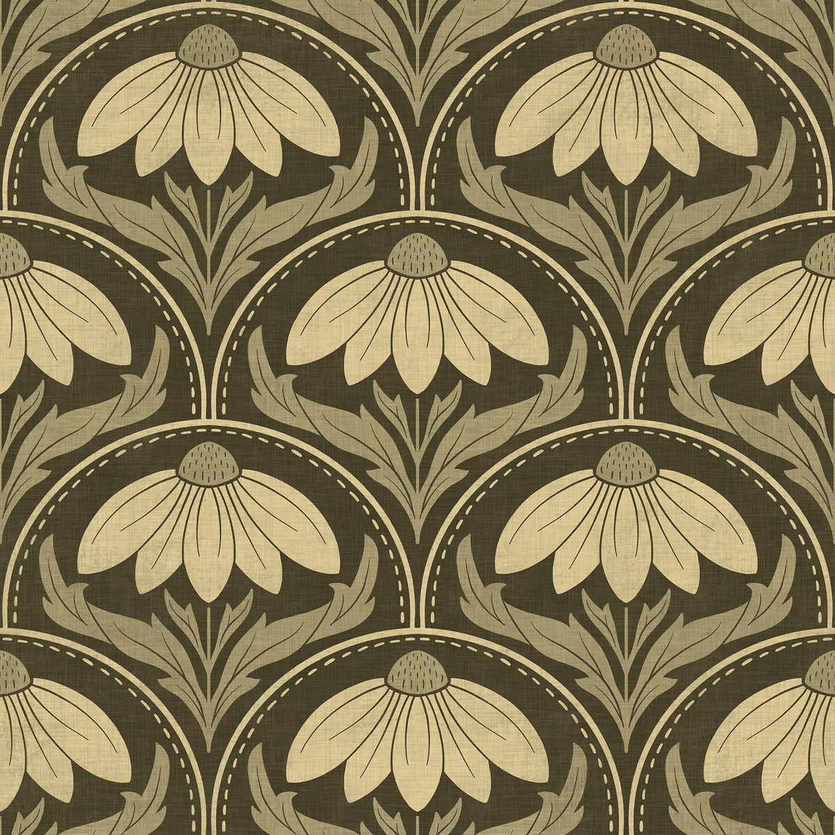 Scalloped Coneflower Wallpaper - Vintage Floral Elegance