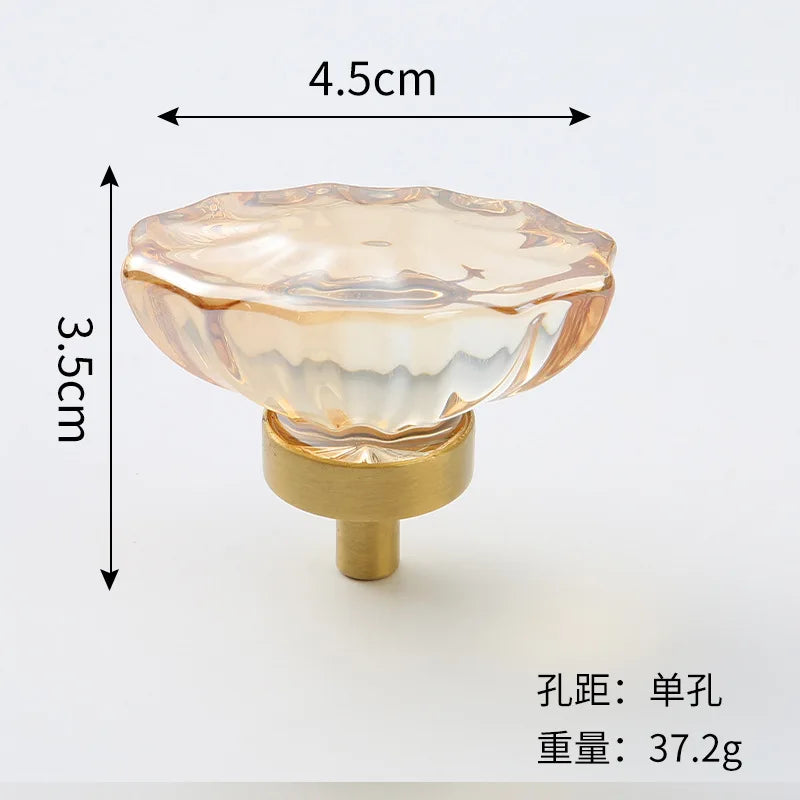 Brass Crystal Cupboard Cabinet Handle Kitchen Drawer Knobs Light Luxury Furniture Hardware Transparent Handle Home Decoration