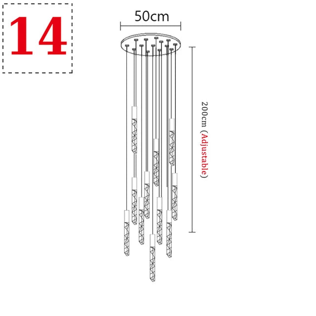 LED Modern Staircase Chandelier - Creative Lighting for Duplex Loft and Villas