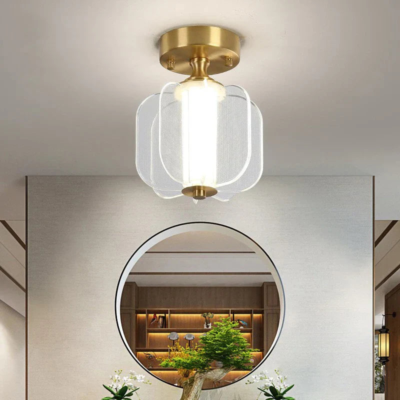 Sleek Modern LED Copper Ceiling Light - Stylish Home Decor Lighting for Living Spaces, Corridors, Balconies, and More