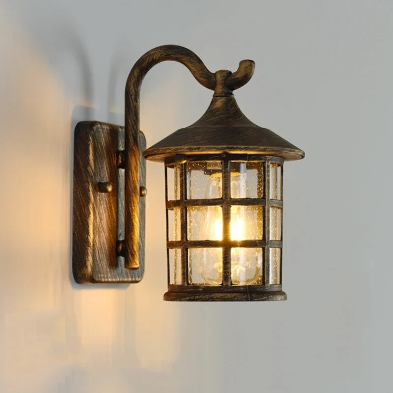 Retro Outdoor Waterproof Wall Light - American Style for Corridors, Balconies, and Gardens, Modern Rain-Proof E27 Wall Lamp