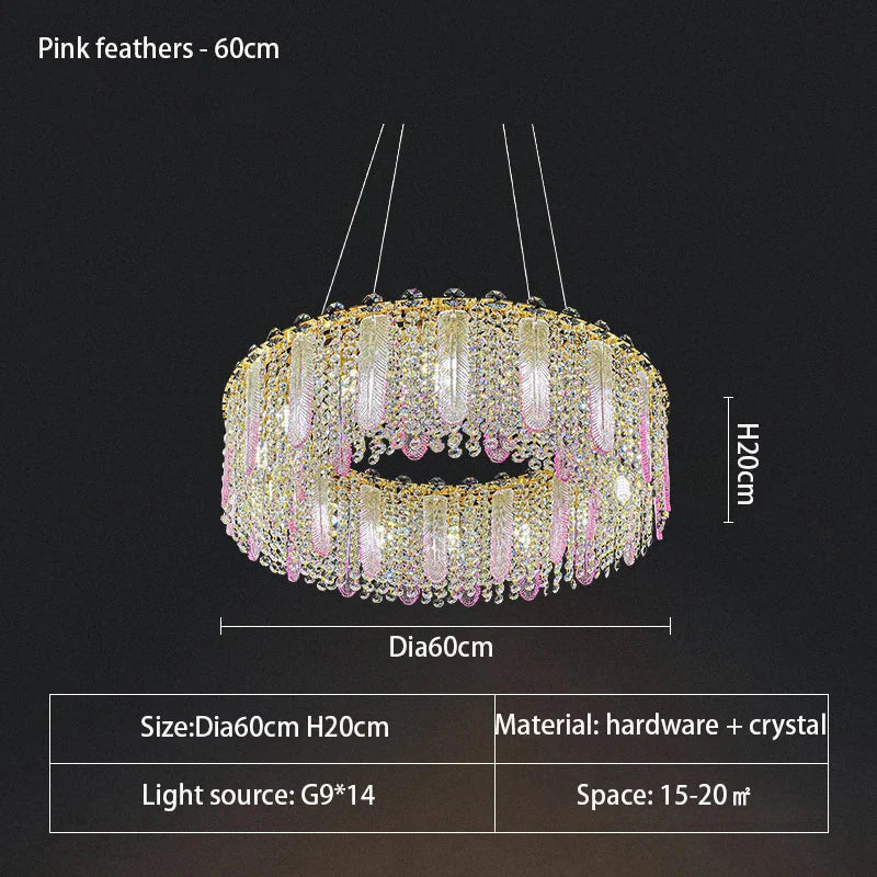 Elegant Feather Crystal Chandelier - A Light Luxury Masterpiece for Bedrooms, Living Rooms, Restaurants, and Villas