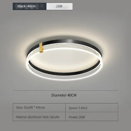 Modern Minimalist LED Bedroom Ceiling Lamp - Round LED Ceiling Lights with Remote Control for Home Indoor Decoration Lighting Fixtures
