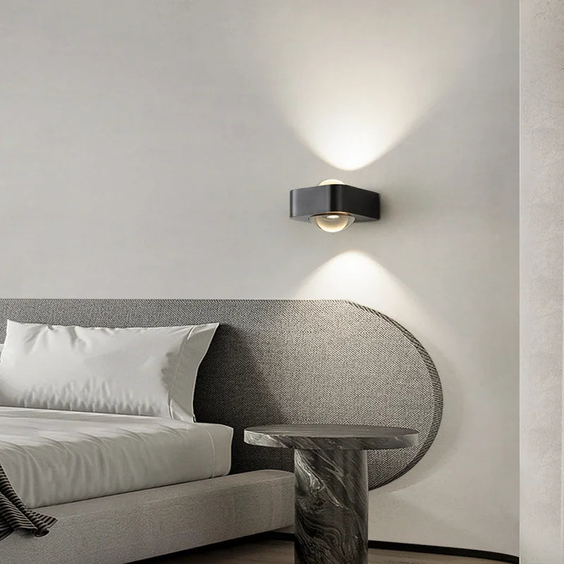 Square Copper Bedroom Wall Lamp - Modern High-End Luxury LED Light for Living Room, Double Head Atmosphere Spotlights, and Sconce Decoration