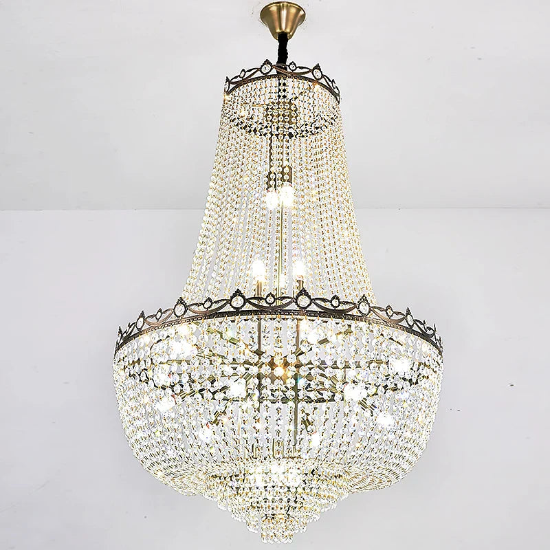 Elegant Crystal Chandelier for Duplex Buildings - A Modern Luxury Fixture for Living Rooms, Dining Spaces, Hotels, and Special Events