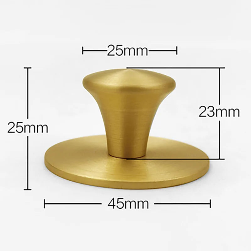 Single Hole Brass Knobs with Round Mat – Gold Cabinet and Drawer Pulls for Furniture (21mm/25mm)