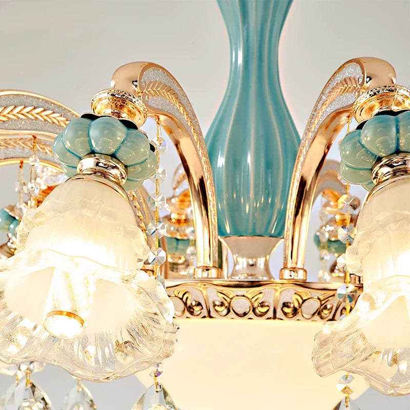 Elegant European-Style Crystal Chandelier - A Romantic and Fashionable Lighting Fixture for Living Rooms, Bedrooms, Dining Rooms, Studies, and Villa Duplexes