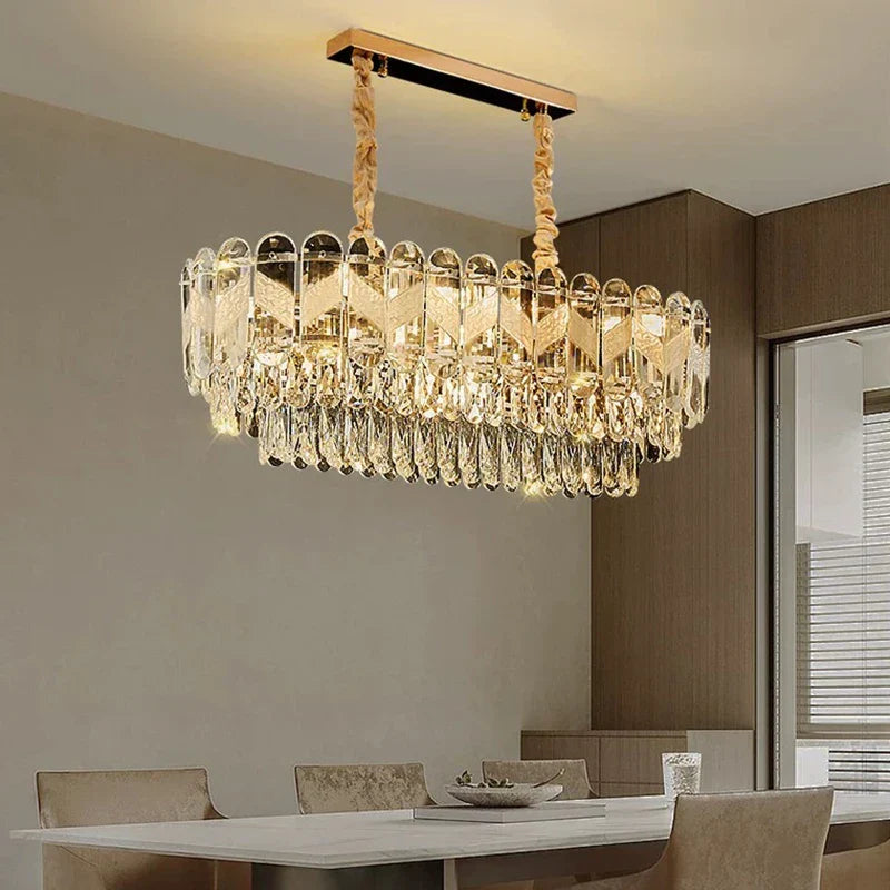 Modern Light Luxury Crystal Chandelier - Gold Finish for Dining and Living Rooms with Free Shipping