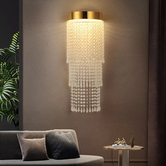 Hannah - Gold Chrome Crystal Wall Lamp  Bedroom Light Modern Creative Design Wall Scones Luxury Home Decor Indoor Cristal Bedside Lustre