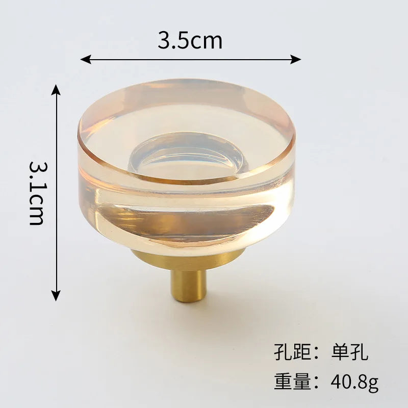 Brass Crystal Cupboard Cabinet Handle Kitchen Drawer Knobs Light Luxury Furniture Hardware Transparent Handle Home Decoration