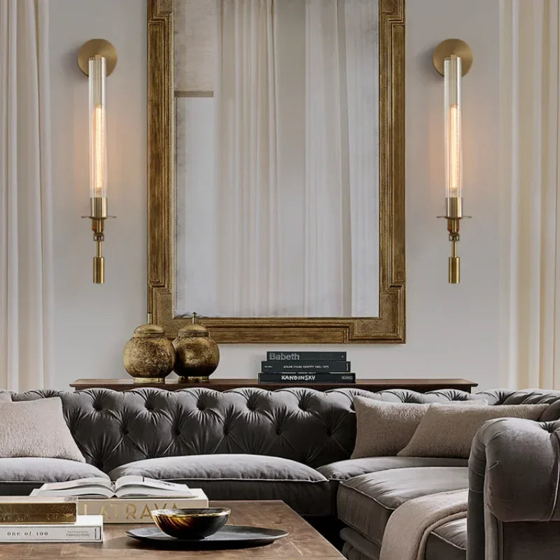 Contemporary LED Wall Lamps - Stylish Brass Wall Sconce Fixtures for Creative Aisle, Bedroom, and Living Room Decoration, Perfect for Background Decor and Lighting