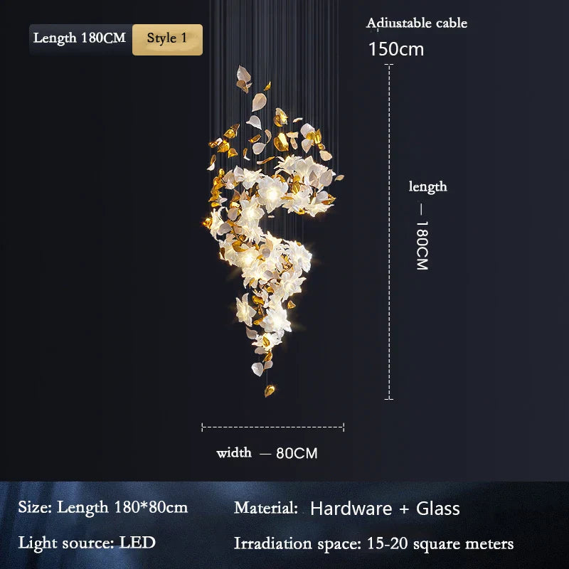 Dlight Decor Loft Crystal Ceiling Chandelier - Luxury Crystal Hanging Light for Staircases, Living Rooms, and Modern Villa Elegance