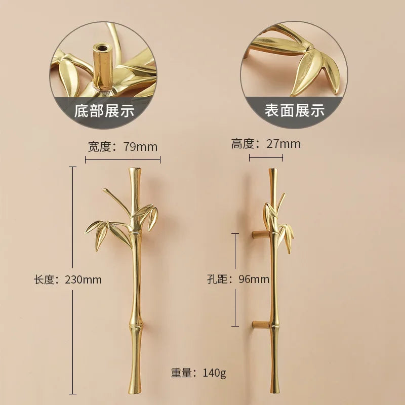 Luxury Brass Flower and Leaf Cabinet Handles – Chinese-Style Decorative Pulls for Wardrobes and Drawers