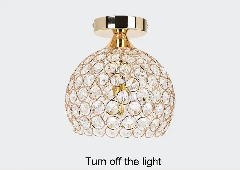 Modern Crystal Ball Ceiling Lamp - Elegantly Designed Home Decor for Bedrooms, Passages, Silver/Gold Shade, Lustre Luminous Lighting