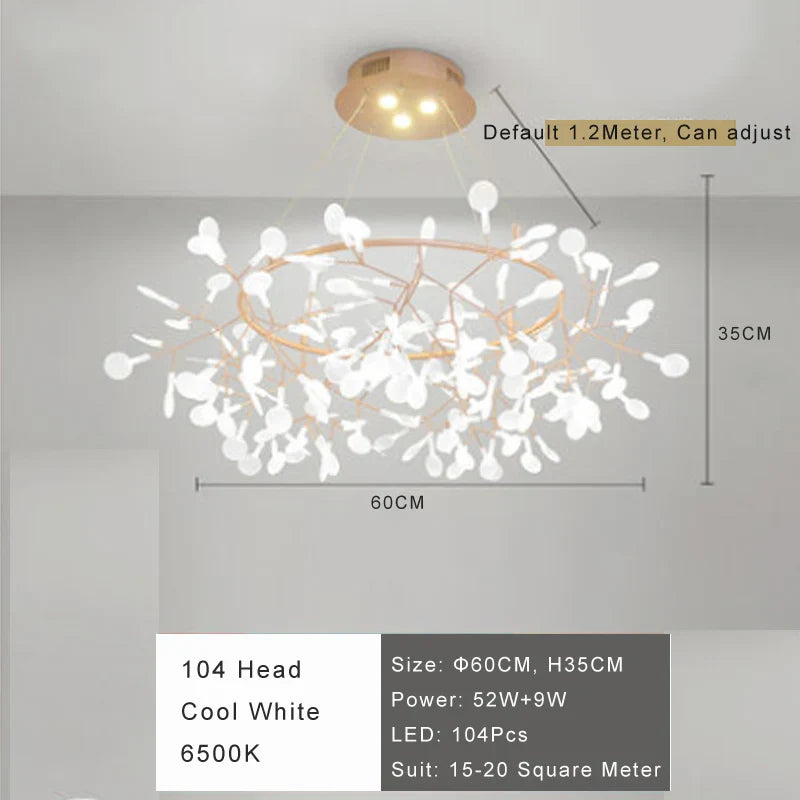 Modern Firefly LED Chandelier - Stylish Acrylic Industrial Pendant Light for Living, Dining, and Kitchen Decor