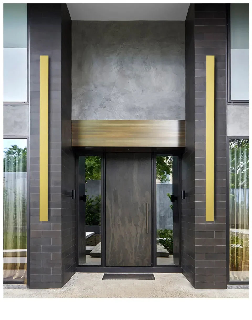 Elegant Golden LED Long Wall Light - Modern Outdoor Lighting for Country Villas, Courtyards, and Balconies