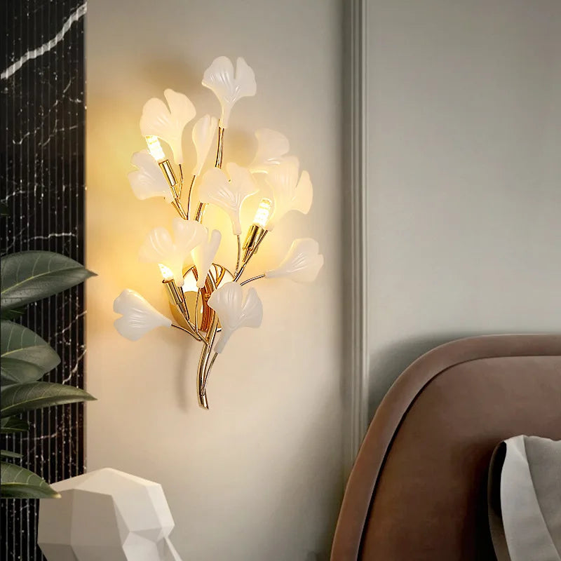 Nordic Wall Lamp - Ginkgo Leaf Design for Guest Rooms, Bedrooms, Kitchens, Restaurants, and Home Decoration