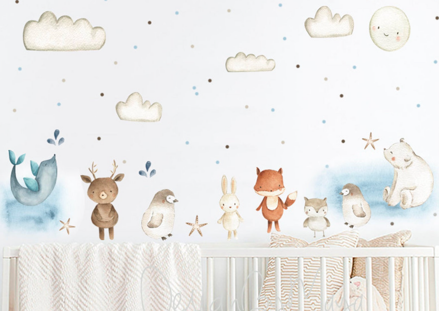 Arctic Animal Friends - Fabric Nursery Wall Art Decals