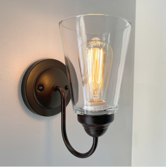 Heavy Modern Farmhouse Clear Glass Wall Sconce Light Fixture Shade