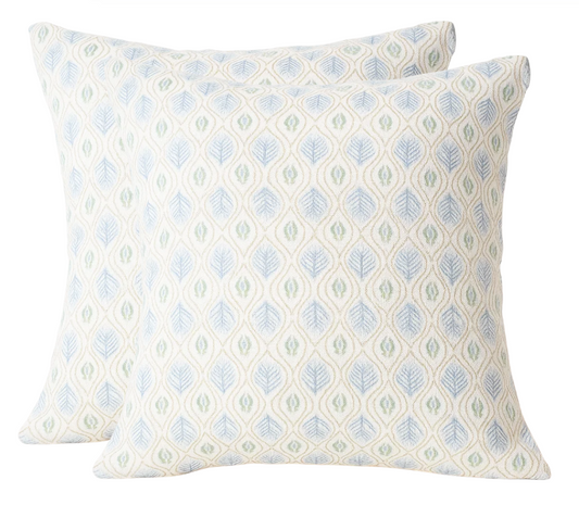 Edward Floral Pillow Cover in Blue and Green