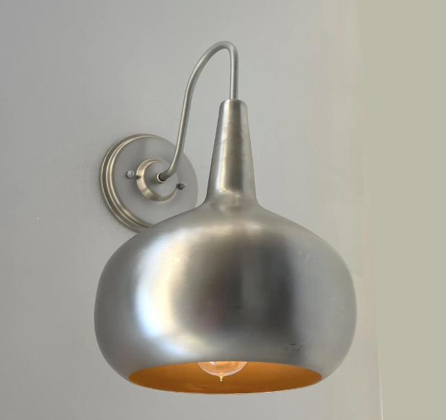 Polished Steel LARGE MODERN Wall Sconce Light Fixture