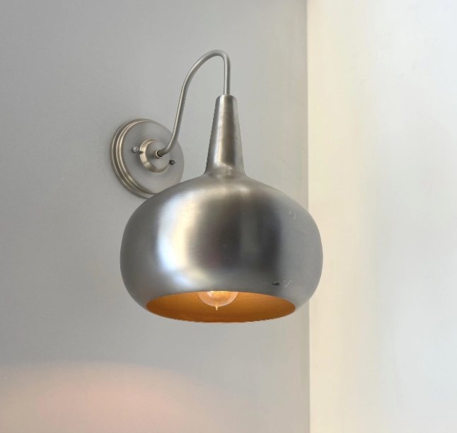 Polished Steel LARGE MODERN Wall Sconce Light Fixture