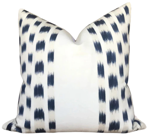 Izmir Stripe Pillow Cover in Indigo Blue, Schumacher Textiles