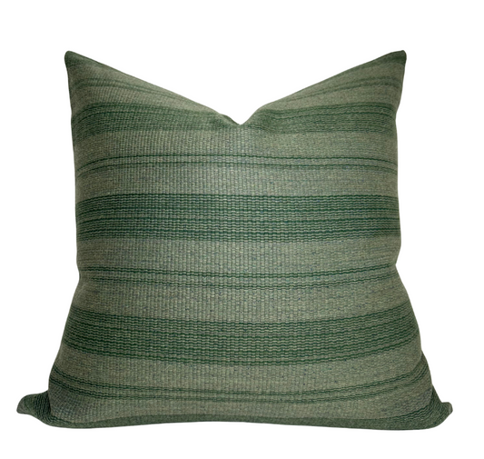 Striped Woven Pillow Cover in Forest Green
