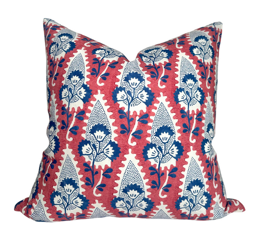 Cornwall Floral Pillow Cover in Red