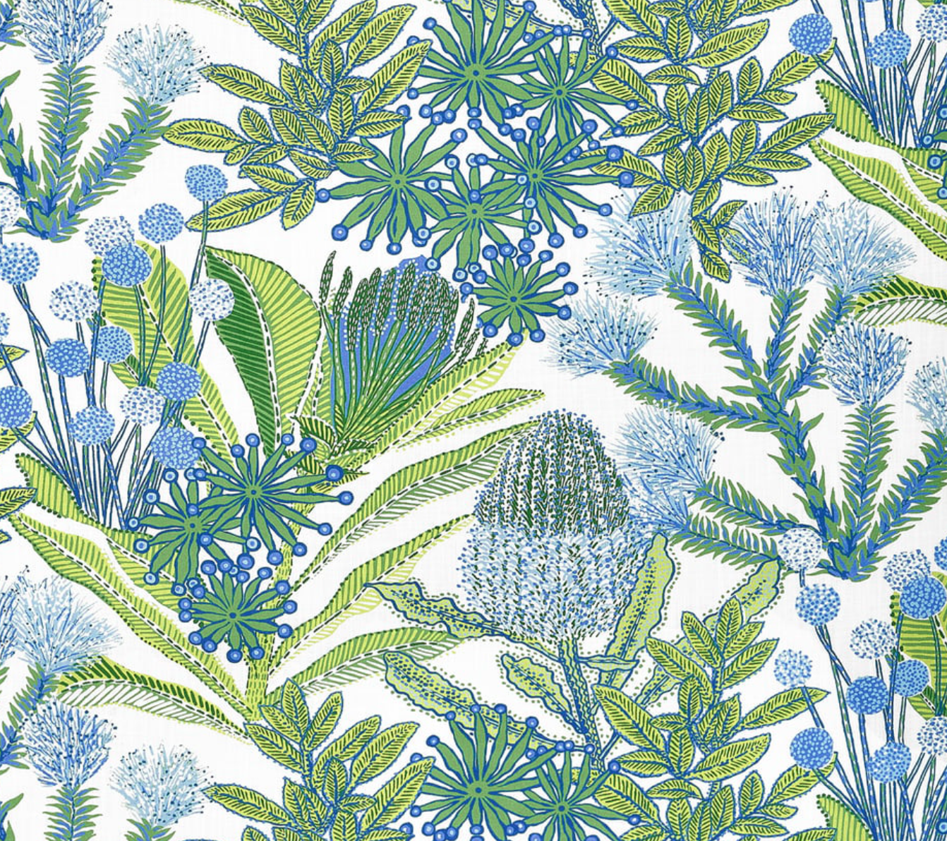 Protea Performance Pillow Cover in Blue + Green