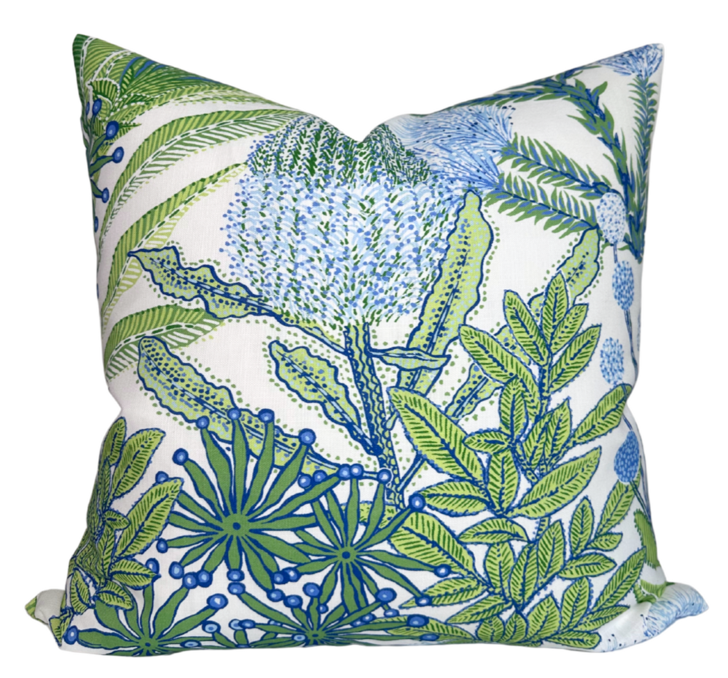 Protea Performance Pillow Cover in Blue + Green