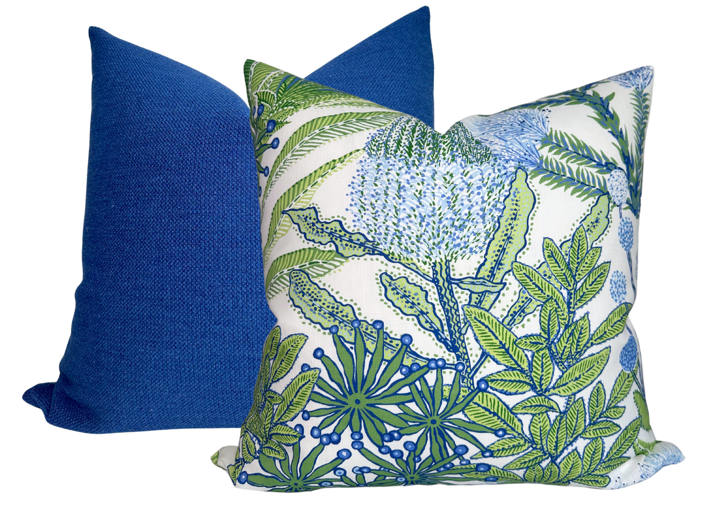Protea Performance Pillow Cover in Blue + Green
