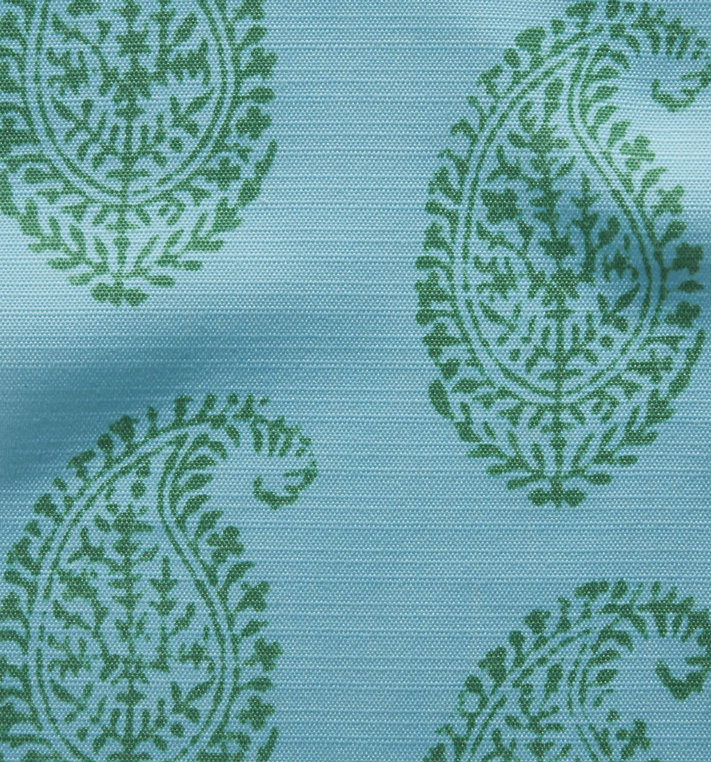 Kashmir Paisley Floral Pillow Cover in Green and Blue, Indoor/Outdoor Pillows, Peter Dunham Textiles