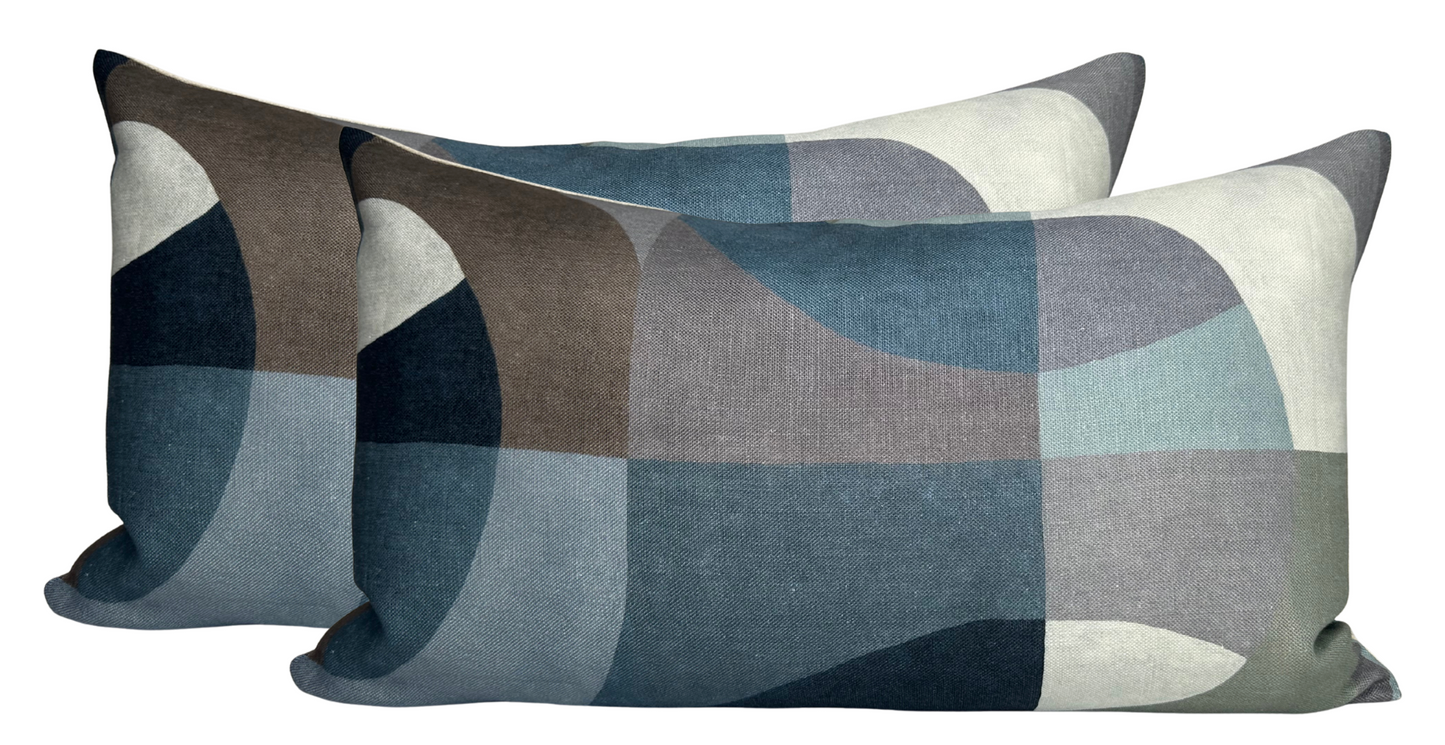 Colonnade Pillow Cover in Blue, Kelly Wearstler Textiles