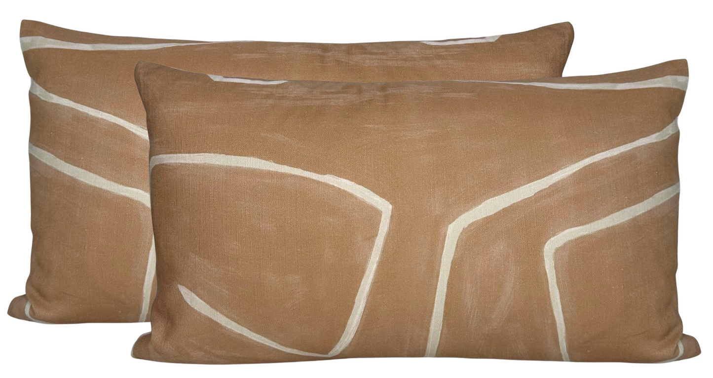 Graffito Pillow Cover in Salmon Cream, Kelly Wearstler Textiles