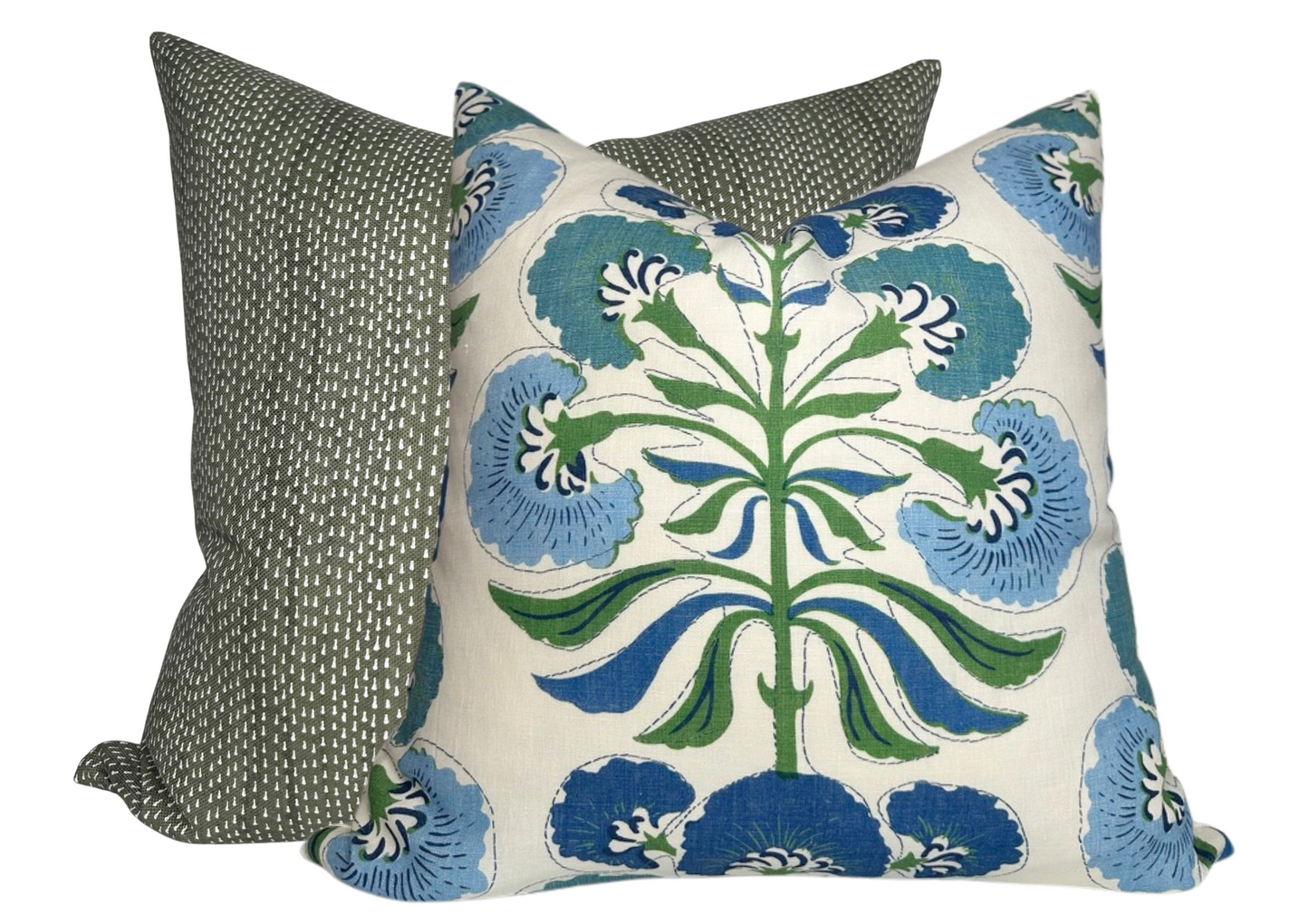 Tybee Tree Pillow Cover in Blue + Green