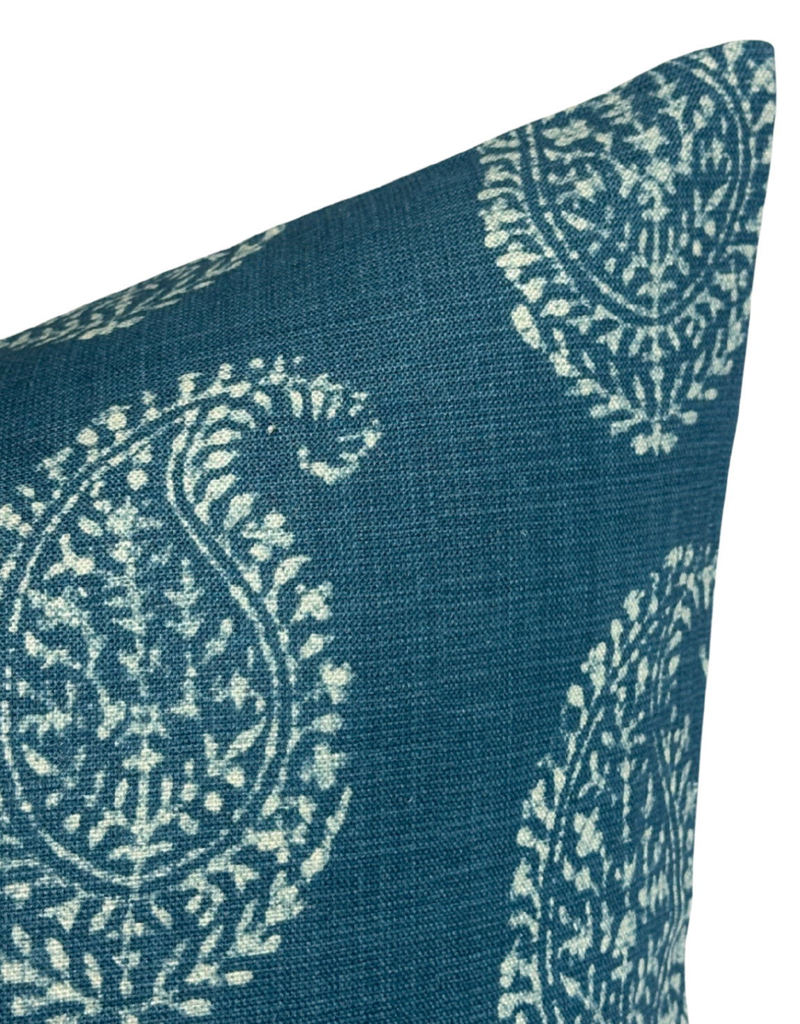 Kashmir Paisley Floral Pillow Cover in Indigo Blue, Peter Dunham Textiles