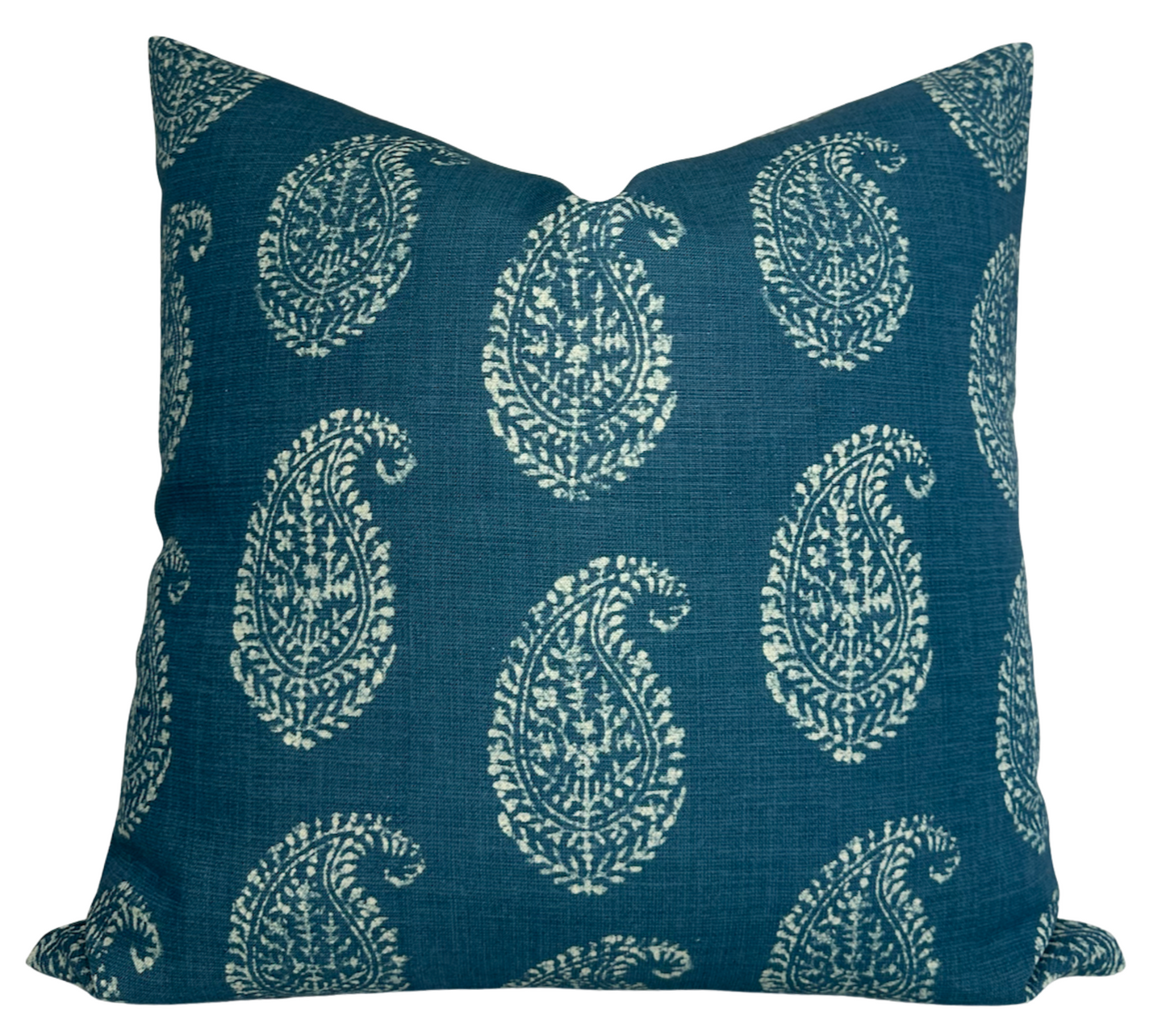 Kashmir Paisley Floral Pillow Cover in Indigo Blue, Peter Dunham Textiles