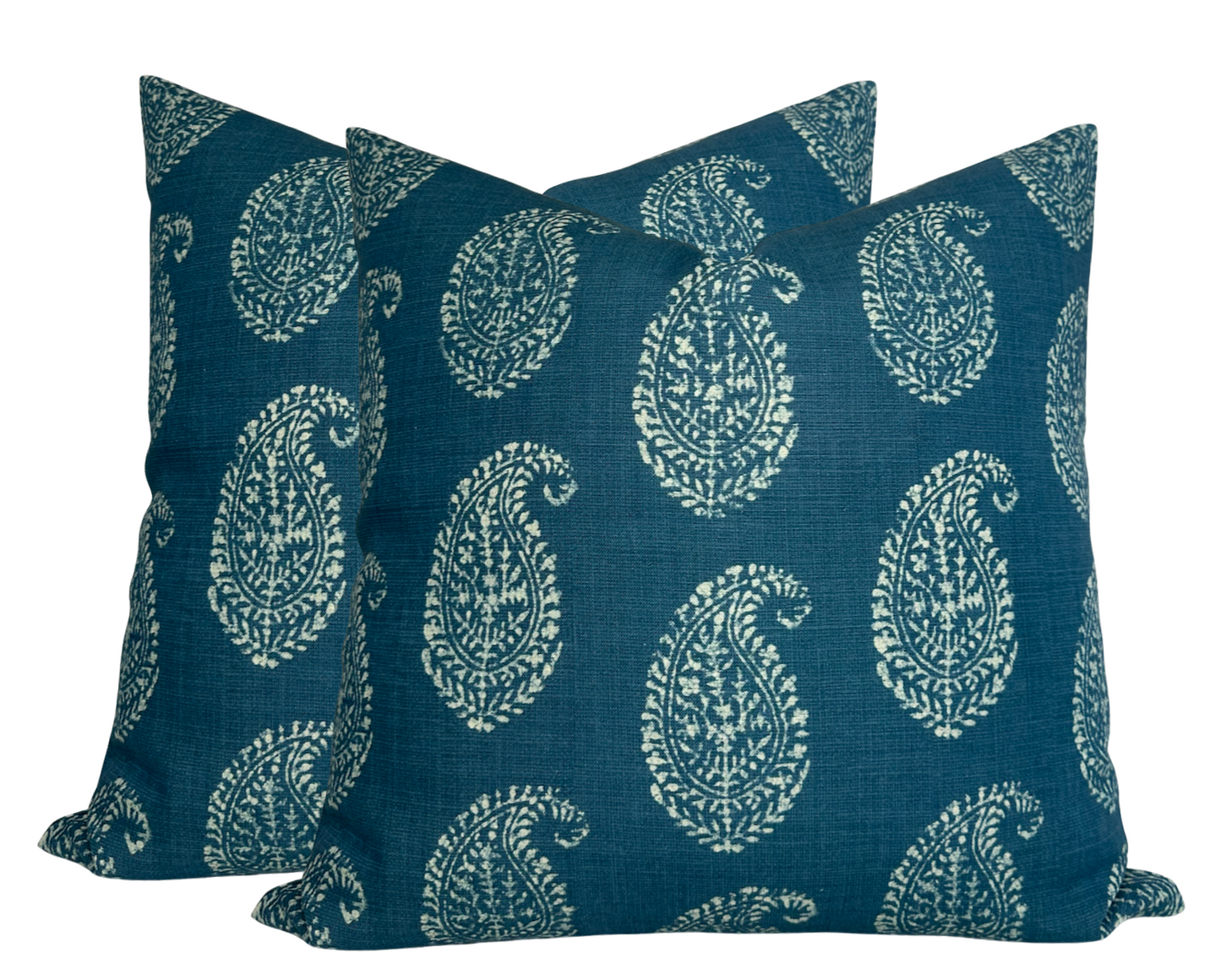 Kashmir Paisley Floral Pillow Cover in Indigo Blue, Peter Dunham Textiles