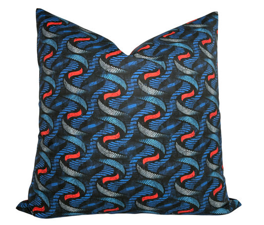 Twine Pillow Cover in Indigo/Red