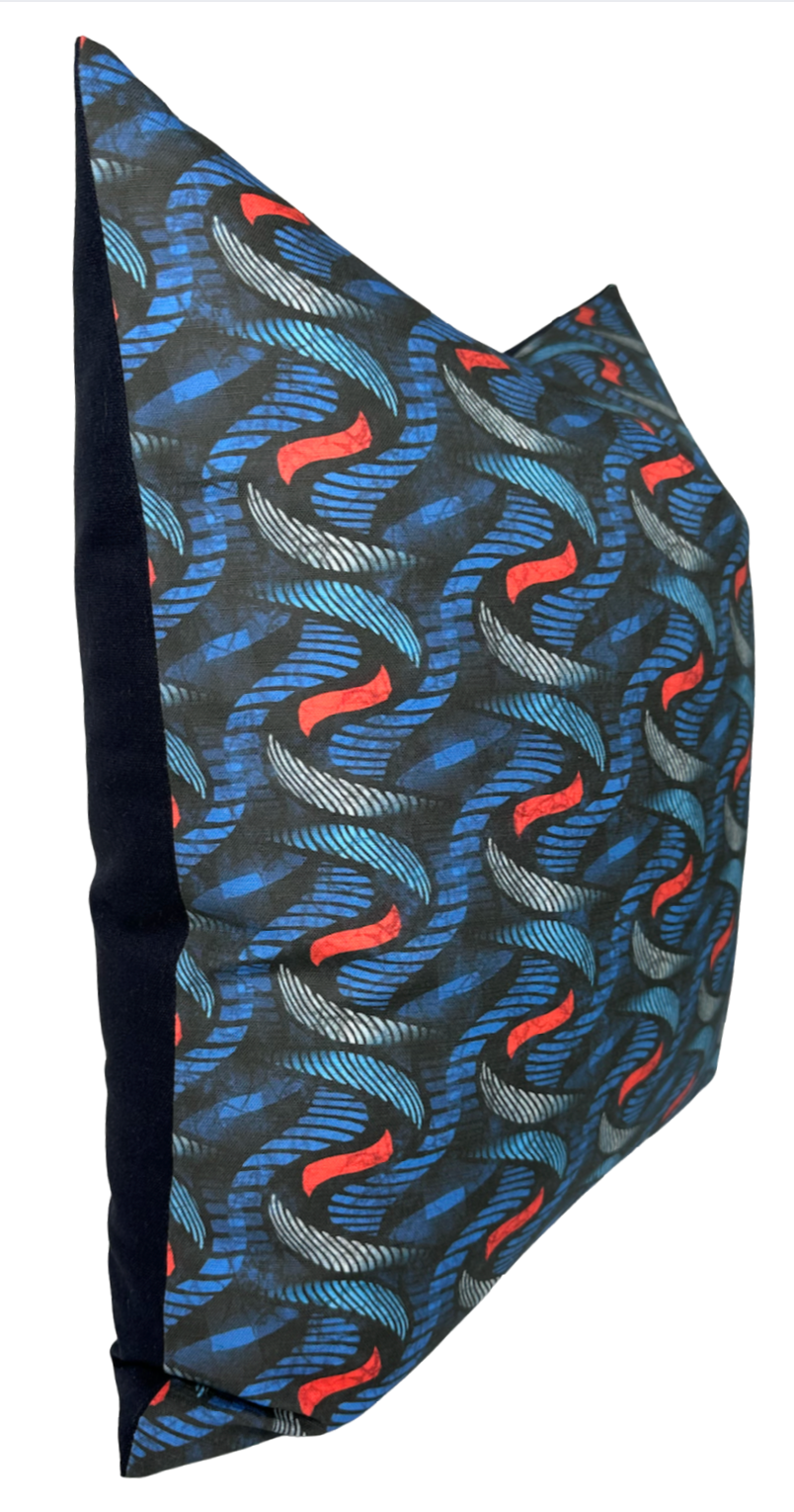 Twine Pillow Cover in Indigo/Red