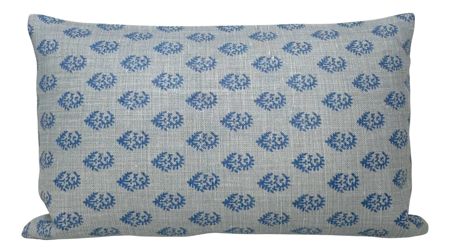 Rajmata Pillow Cover in Mist Indigo, Peter Dunham Textiles