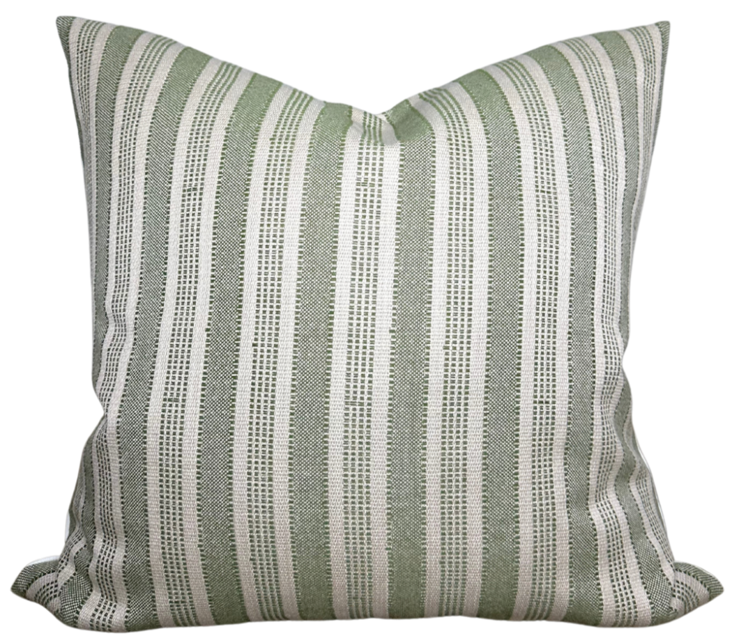 Amida Pillow Cover in Green on Natural, Peter Dunham Textiles