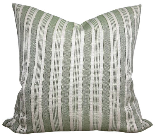 Amida Pillow Cover in Green on Natural, Peter Dunham Textiles
