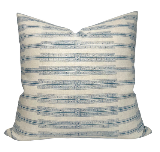Indro Pillow Cover in Lake on Natural, Susan Connor Textiles