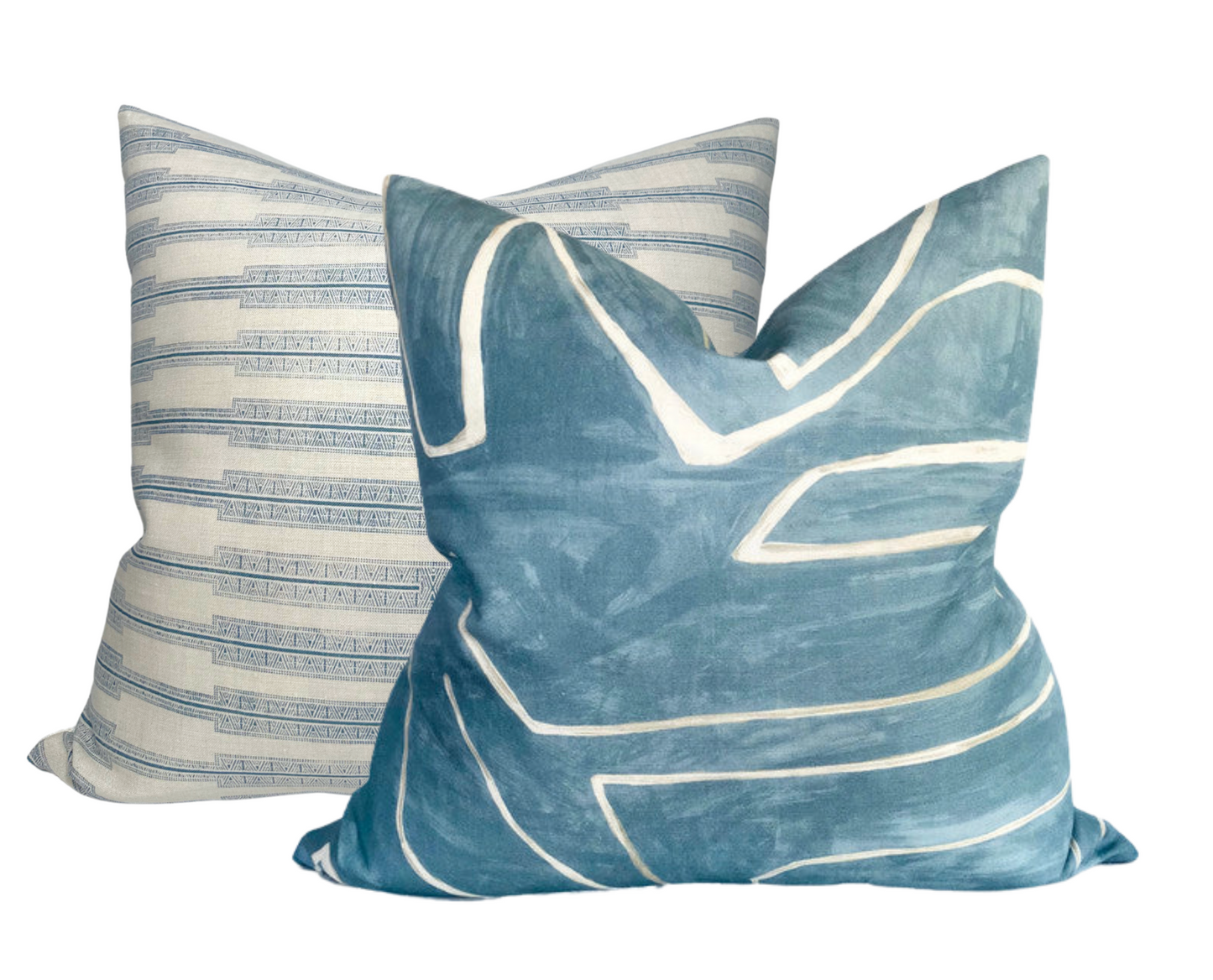 Indro Pillow Cover in Lake on Natural, Susan Connor Textiles